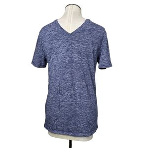 Marc Anthony Slim Fit V Neck Short Sleeves Heathered Blue T Shirt S